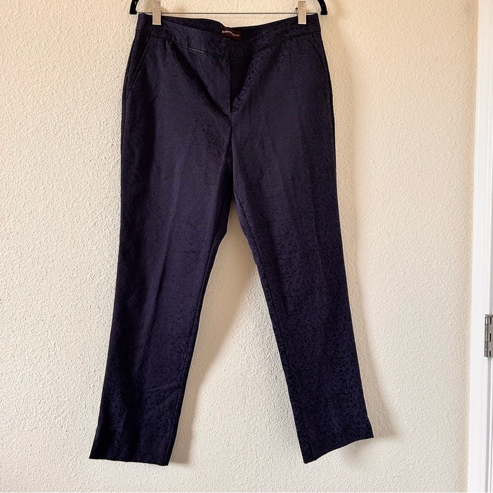Dana Buchman Paisley Vine Print Indigo Black Chino Pants Women Sz 8